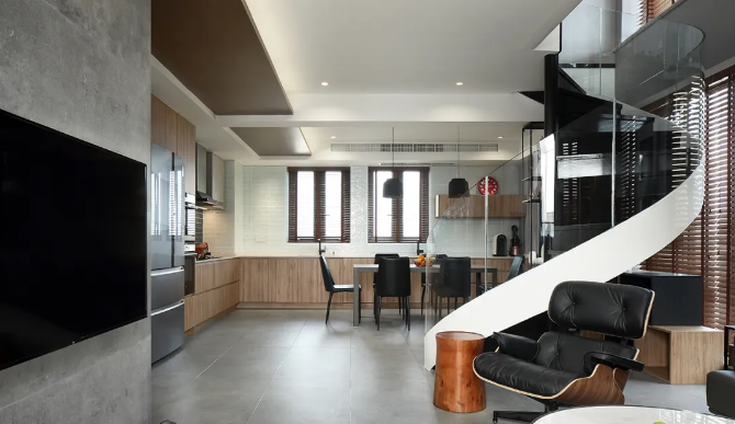 旋转楼梯，220平现代简约大气复式，贵阳室内设计师邢远鹏分享：